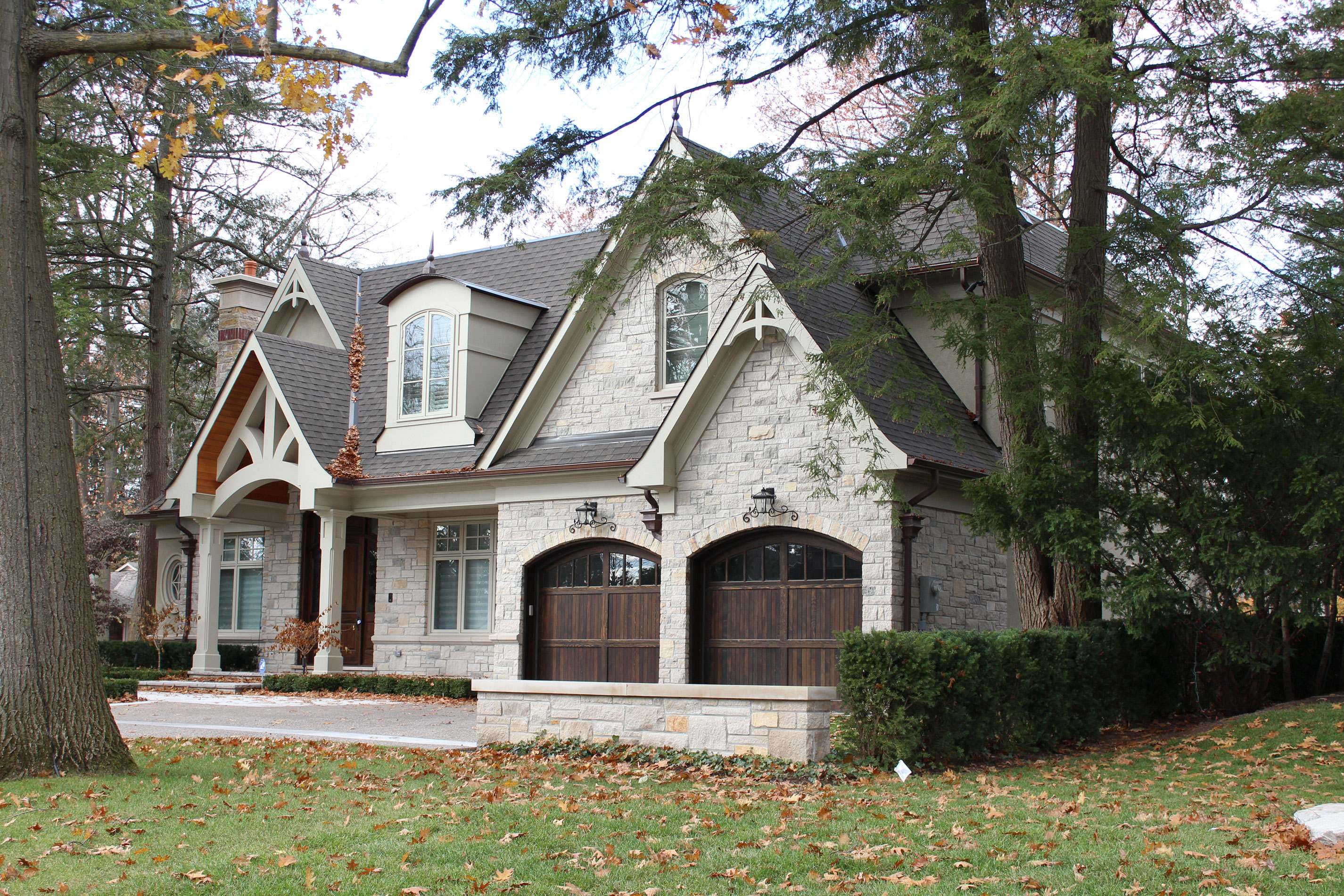 Front view of house - Stone colour is Eramosa Saw Cut