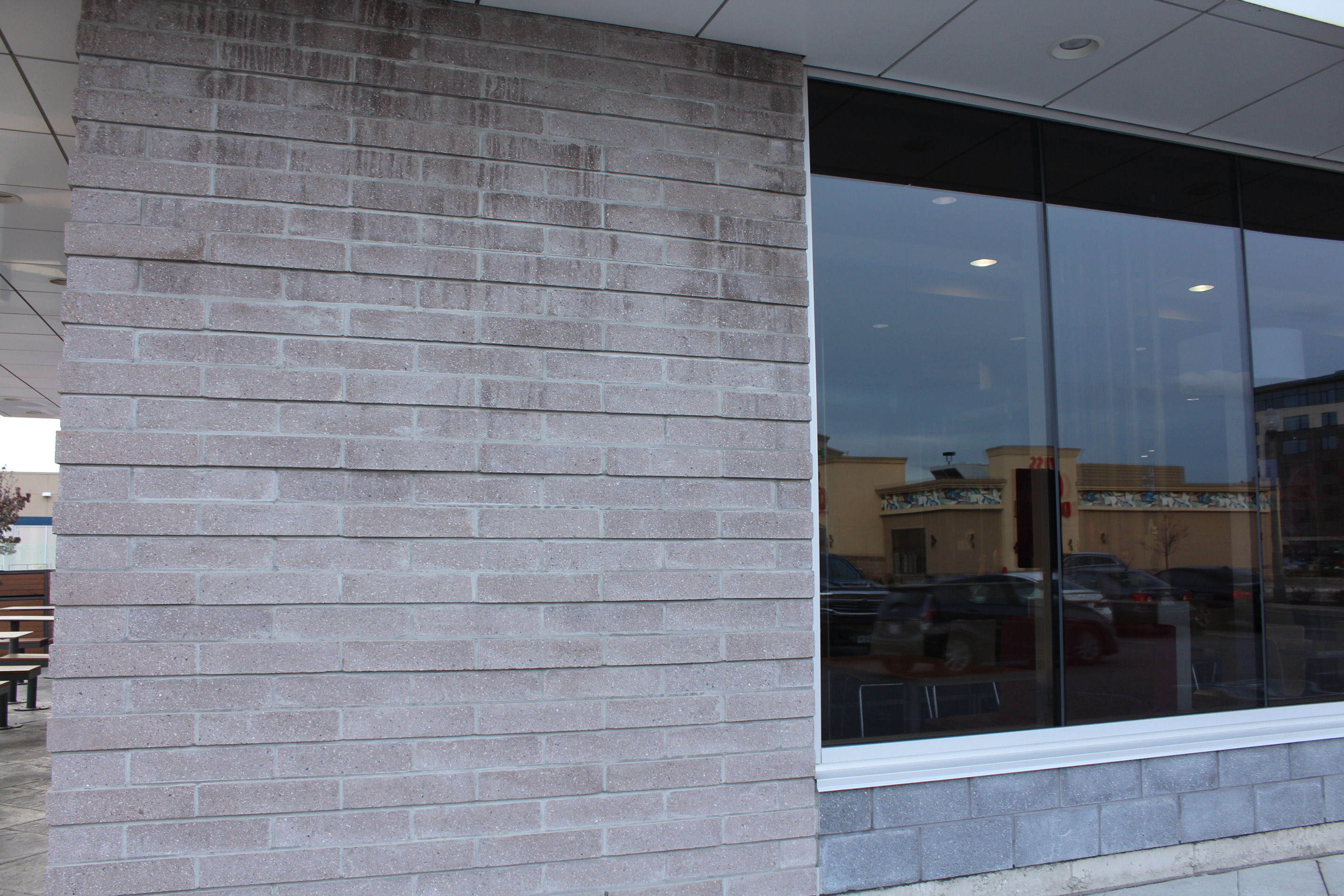 Window side shot of McDonald's building - Block colour Dover Grey / Diamond Black