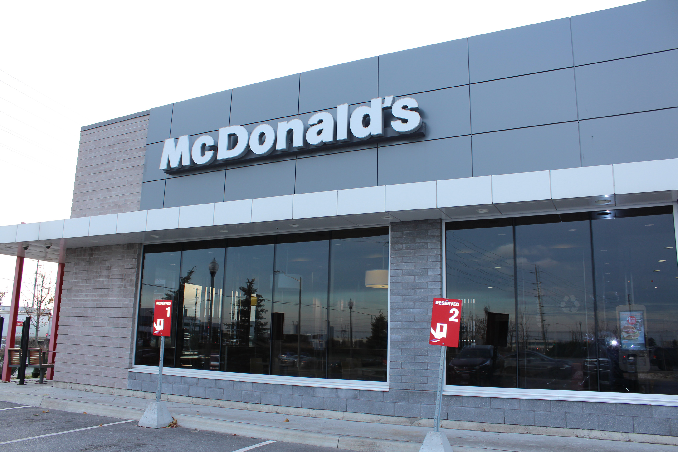 Side shot of McDonald's building - Block colour Dover Grey / Diamond Black